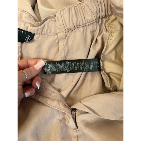 ASOS dress pants khaki wide leg high rise pockets elastic waist SZ 6-small flaw - Picture 5 of 10